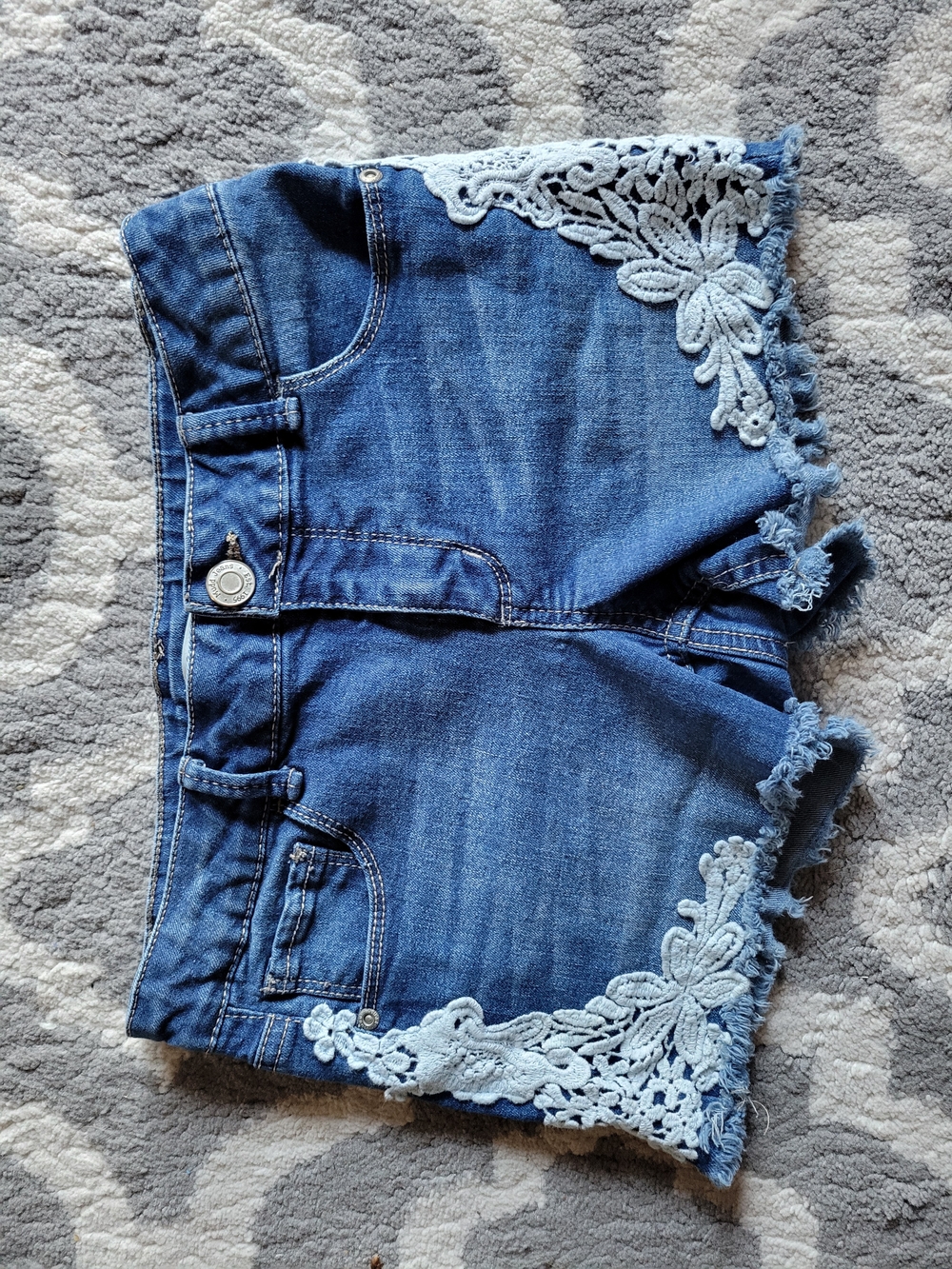 Girls Mudd Denim Jean Shorts With Lace Size 16